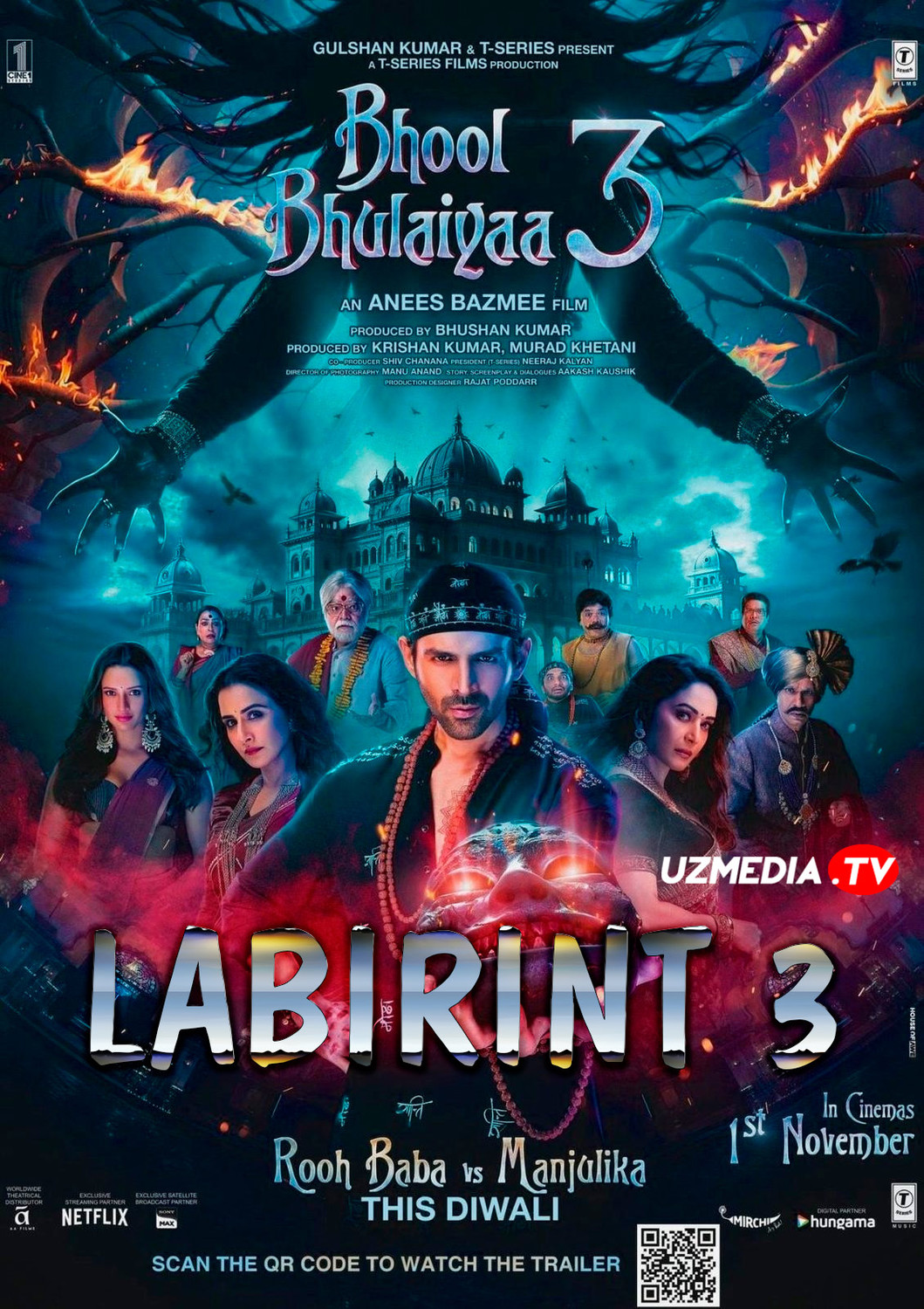 Labirint 3 / Bhool Bhulaiyaa 3 Hind kino Uzbek tilida O'zbekcha 2024 tarjima kino Full HD tas-ix skachat